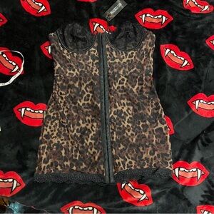 Current Mood x Dolls Kill - CAPTIVATING GAZES SLIP DRESS - LEOPARD